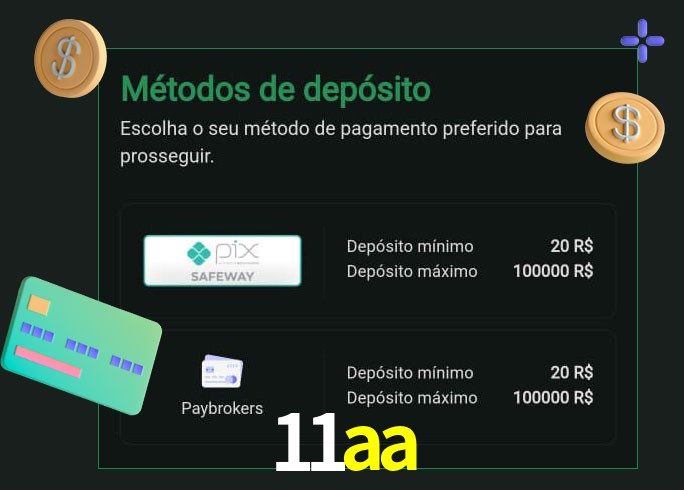 O cassino 11aa oferece uma grande variedade de métodos de pagamento